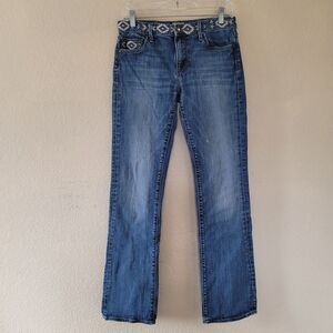 DRIFTWOOD Kelly Denim Embroidered Bootcut Jeans Size 28 Boho Western Blue Flaw